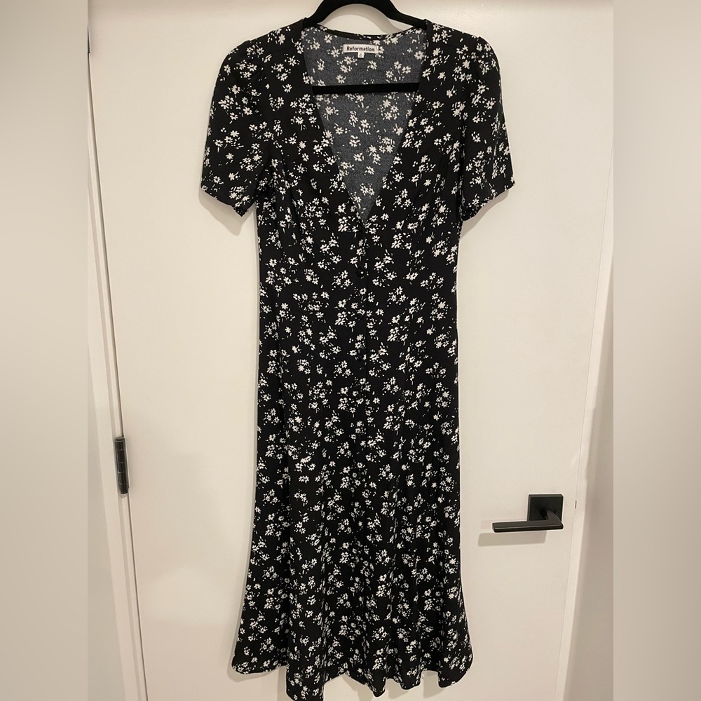 Reformation midi button down floral dress